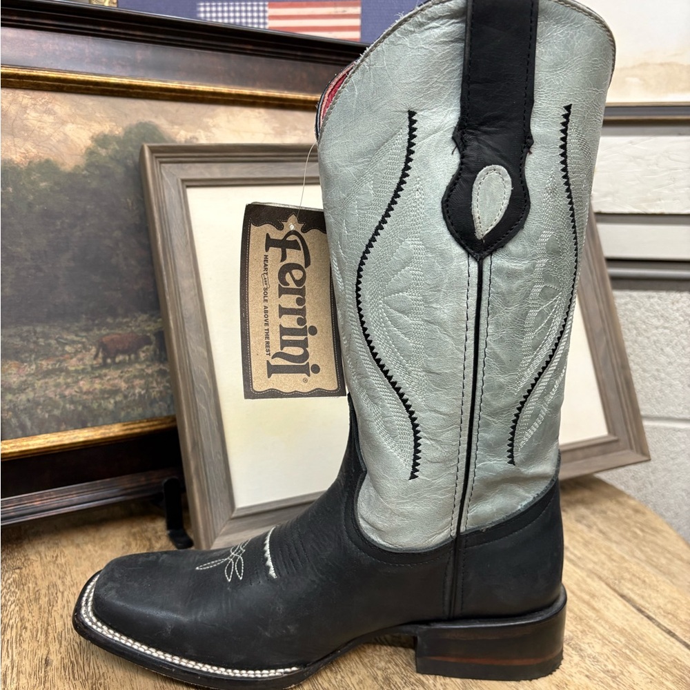 Ferrini Two-Tone Western Boots in Black and Gray